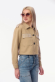 Γυναικείο Κοντό Τζιν Σακάκι σε Μπεζ Χρώμα με Διακοσμητικά Στρας στις Τσέπες και Επωμίδες-3364