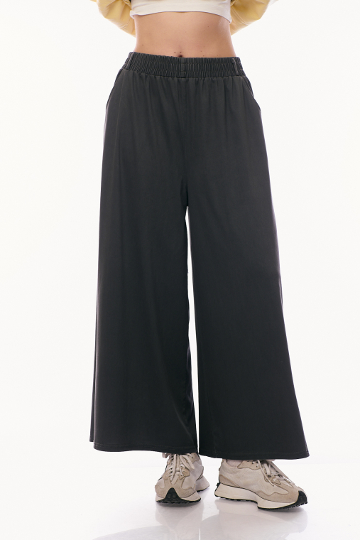 Γυναικείο Γκρι Παντελόνι σε Φαρδιά Γραμμή με Λάστιχο στη Μέση και Άνετη Εφαρμογή-4474