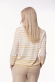 Γυναικεία Πλεκτή Ζακέτα Μαρινιέρα με Λεπτές Ρίγες και Διακριτική Λάμψη - Λευκό/Μπεζ-71530G