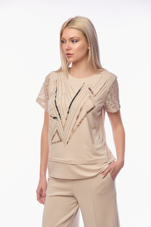 Αέρινη Μπλούζα με Διάτρητα Κεντήματα & Λεπτομέρειες Δαντέλας-D-7820
