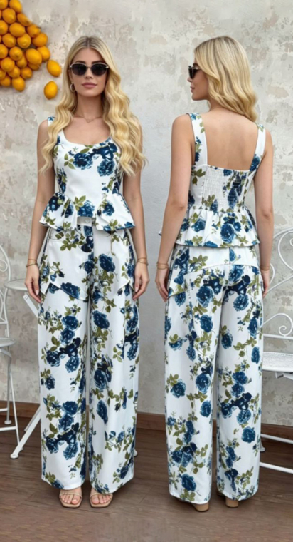 Γυναικείο Λευκό Broderie Σετ με Cropped Top και Μίνι Φούστα με Βολάν-My26032