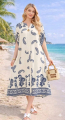 Γυναικείο Midi Καφτάνι με Λευκά Κεντήματα Paisley-DJ231
