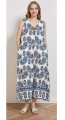 Γυναικείο Maxi Αμάνικο Φόρεμα με Paisley Μοτίβο και Κορδόνια-CD3065