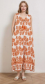 Γυναικείο Maxi Αμάνικο Φόρεμα με Paisley Μοτίβο και Κορδόνια-CD3065
