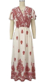 Midi Φόρεμα Κρουαζέ με Ethnic Σχέδιο & Flare Μανίκι-2798