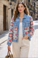 Γυναικείο Jacket με Πολύχρωμα Πλεκτά Crochet Σχέδια-E462