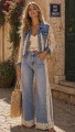 Γυναικείο Denim Jacket με Λευκή Δαντέλα στα Μανίκια και τον Κορμό-E427-N