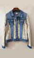 Γυναικείο Denim Jacket με Λευκή Δαντέλα στα Μανίκια και τον Κορμό-E427-N