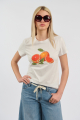 Γυναικείο T-Shirt με Στρογγυλή Λαιμόκοψη και Τύπωμα Πορτοκάλια-83505