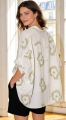 Γυναικείο Oversized Λευκό Πουκάμισο με Floral Κεντήματα-CL128