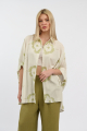 Γυναικείο Oversized Λευκό Πουκάμισο με Floral Κεντήματα-CL128