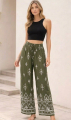 Γυναικεία Ψηλόμεση Boho Παντελόνα Wide-Leg με Ethnic Μοτίβο και Κορδόνι-YN-558