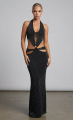 Γυναικείο Μάξι Βραδινό Φόρεμα Lurex με Cut-Outs, Κρίκο στη Μέση και Halter Λαιμόκοψη-4495