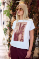 Γυναικείο Βαμβακερό T-Shirt με Graphic Στάμπα Κάκτου σε Λευκό Χρώμα-4507