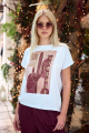 Γυναικείο Βαμβακερό T-Shirt με Graphic Στάμπα Κάκτου σε Λευκό Χρώμα-4507