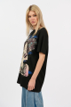 Γυναικείο Μαύρο T-Shirt με Pop Art Στάμπα Κορίτσι και Στρας-4520