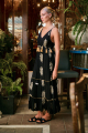 Maxi Boho Φόρεμα με Χρυσό Botanical Μοτίβο & Διακοσμητικές Φούντες-4528