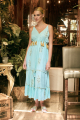 Maxi Boho Φόρεμα με Χρυσό Botanical Μοτίβο & Διακοσμητικές Φούντες-4528B