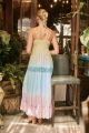 Maxi Boho Φόρεμα με Πλεκτό Μπούστο, Ombre Παστέλ Διαβάθμιση & Χρυσές Ρίγες-316