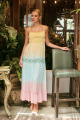 Maxi Boho Φόρεμα με Πλεκτό Μπούστο, Ombre Παστέλ Διαβάθμιση & Χρυσές Ρίγες-316