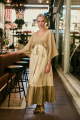 Maxi Boho Φόρεμα με Κεντητό Μπούστο, Φαρδιά Μανίκια & Botanical Print-4530