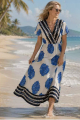Maxi Boho Φόρεμα με V Ντεκολτέ, Tropical Palm Print & Ethnic Φάσες-2799