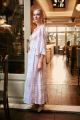 Maxi Boho Φόρεμα με Ethnic Γεωμετρικό Μοτίβο, Καμπάνα Μανίκια & Χρυσές Λεπτομέρειες-17032G