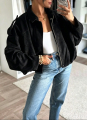 Oversized Suede Τζάκετ Μπόμπερ Με Γιακά & Επωμίδες-25173