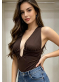 Halter Top Με Βαθύ Ντεκολτέ & Σούρες-49985