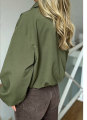 Cropped Bomber Τζάκετ Με Γιακά & Χρυσό Φερμουάρ-8339