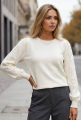 Fine-Knit Πουλόβερ Με Ανάγλυφα Μανίκια Με Ρόμβους & Puff Ώμους-JK8813