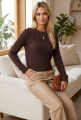Cable-Knit Πλεκτή Μπλούζα Με Χρυσά Κουμπιά Στις Μανσέτες-JL7119