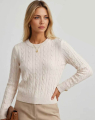 Cable-Knit Πλεκτή Μπλούζα Με Χρυσά Κουμπιά Στις Μανσέτες-JL7119