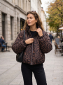 Κοντό Puffer Μπουφάν Με Leopard Print & Όρθιο Γιακά-4558