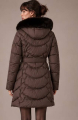 Μεσάτο Puffer Παλτό Με Chevron Καπιτονέ, Ζώνη & Κουκούλα Faux Fur-26907B
