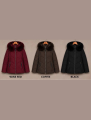 Κοντό Puffer Μπουφάν Με Chevron Καπιτονέ & Κουκούλα Faux Fur-A27007