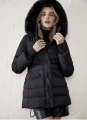 Μεσάτο Puffer Μπουφάν Με Κουκούλα Faux Fur & Ριμπ Μανσέτες-23013
