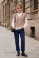 Πλεκτό Αμάνικο Γιλέκο V-Neck Με Colorblock Degradé Τελείωμα-A86847